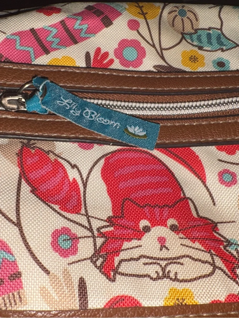 Lily Bloom Cream Backpack with Pink, Teal & Brown Accents